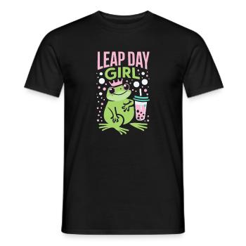 Fille du jour bissextile 29 février anniversaire grenouille bulle - T-shirt homme - noir - Devant - AI Model Male 178 light (178cm)