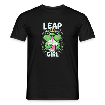 Fille du jour bissextile 29 février anniversaire grenouille bulle - T-shirt homme - noir - Devant - AI Model Male 178 light (178cm)