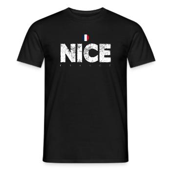 Nice France Distressed Letters - Men's T-Shirt - black - Front - AI Model Male 178 light (178cm)