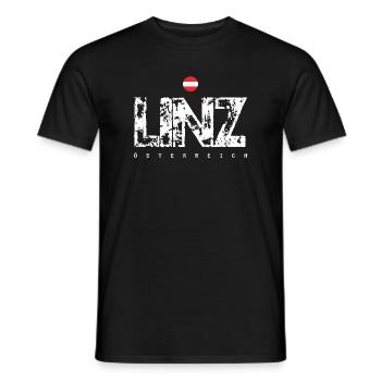 Linz Distressed City Text - Men's T-Shirt - black - Front - AI Model Male 178 light (178cm)