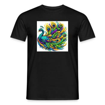 Peacock - Men's T-Shirt - black - Front - AI Model Male 178 light (178cm)