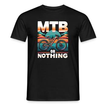Design vibrant de coucher de soleil en VTT - T-shirt homme - noir - Devant - AI Model Male 178 light (178cm)