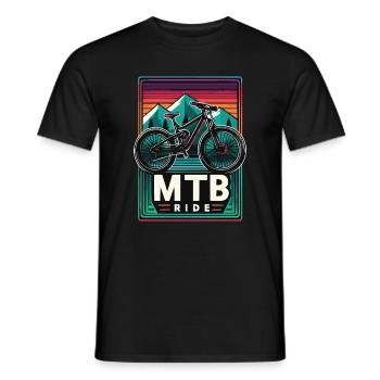 Mountain Bike MTB Ride Vintage Style - Men's T-Shirt - black - Front - AI Model Male 178 light (178cm)