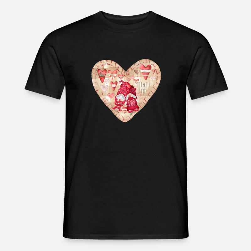Verliebte Gartenzwerge Herz Design - Männer T-Shirt - Schwarz