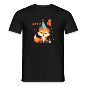 4 Geburtstag Füchse Tier Fuchs 4 Jahre Kinder - Männer T-Shirt - Schwarz - Vorne - AI Model Male 178 light (178cm)