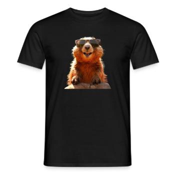 Murmeltier mit Sonnenbrille Nagetier Erdhörnchen - Männer T-Shirt - Schwarz - Vorne - AI Model Male 178 light (178cm)