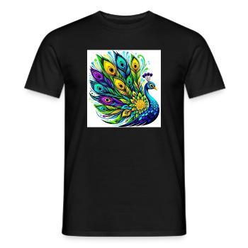 Peacock - Men's T-Shirt - black - Front - AI Model Male 178 light (178cm)