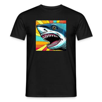 Hai Pop Art - Männer T-Shirt - Schwarz - Vorne - AI Model Male 178 light (178cm)