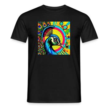 Paon Pop Art - T-shirt homme - noir - Devant - AI Model Male 178 light (178cm)