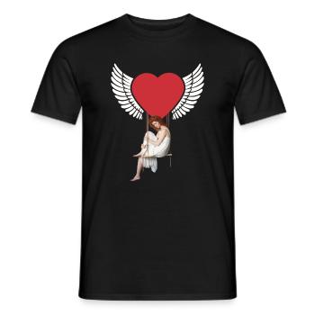 Coeur Fille Femme Ailes Fantaisie Saint-Valentin Fantaisie - T-shirt homme - noir - Devant - AI Model Male 178 light (178cm)