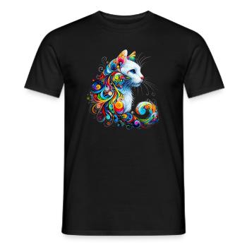 Cat - Men's T-Shirt - black - Front - AI Model Male 178 light (178cm)