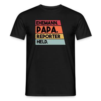 Ehemann Papa Reporter Held - Männer T-Shirt - Schwarz - Vorne - AI Model Male 178 light (178cm)