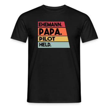 Ehemann Papa Pilot Held - Männer T-Shirt - Schwarz - Vorne - AI Model Male 178 light (178cm)