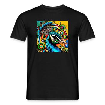 Peacock Pop Art - Men's T-Shirt - black - Front - AI Model Male 178 light (178cm)