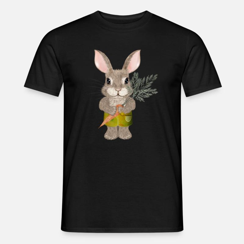 lapin mignon avec carotte et short - T-shirt homme - noir