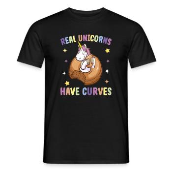 Echtes Einhorn hat Kurven mollig Einhornfan - Männer T-Shirt - Schwarz - Vorne - AI Model Male 178 light (178cm)