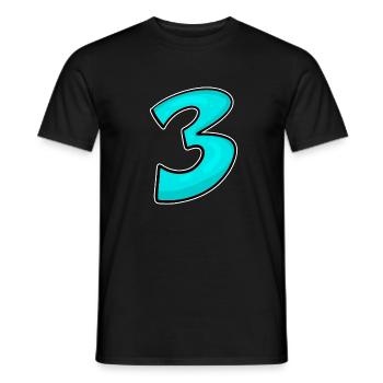 Drei - 3 - Nummer 3 - Zahl 3 - Männer T-Shirt - Schwarz - Vorne - AI Model Male 178 light (178cm)