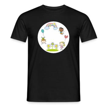 Ballon floral arc-en-ciel assorti pour enfants - T-shirt homme - noir - Devant - AI Model Male 178 light (178cm)