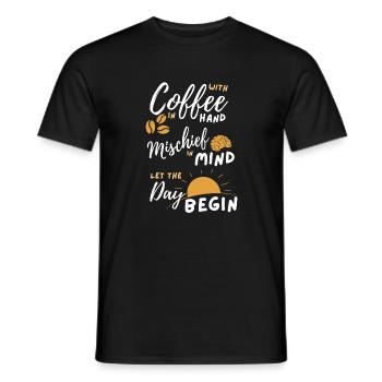 Coffee Mischief Sunrise Day beginnt - Männer T-Shirt - Schwarz - Vorne - AI Model Male 178 light (178cm)