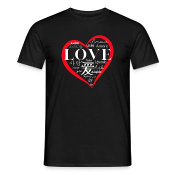 Global Love: Multilingual Heart Design - Men's T-Shirt - black - Front - AI Model Male 178 light (178cm)