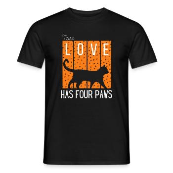 Love Has Four Paws Katzen-Silhouette - Männer T-Shirt - Schwarz - Vorne - AI Model Male 178 light (178cm)