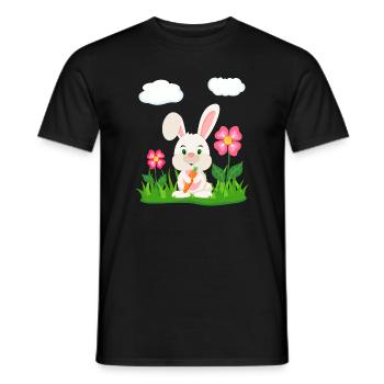 Cute Rabbit with Carrot Bunny Bunny Easter Bunny - Men's T-Shirt - black - Front - AI Model Male 178 light (178cm)