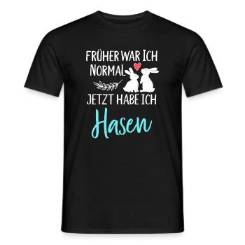 Früher war ich normal jetzt habe ich Hasen Spruch - Männer T-Shirt - Schwarz - Vorne - AI Model Male 178 light (178cm)