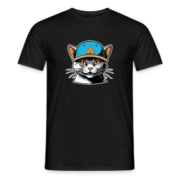 Katze mit Hut - Männer T-Shirt - Schwarz - Vorne - AI Model Male 178 light (178cm)