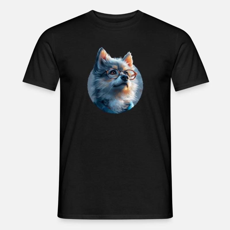 Illustration des Wolfes mit Brille - Männer T-Shirt - Schwarz