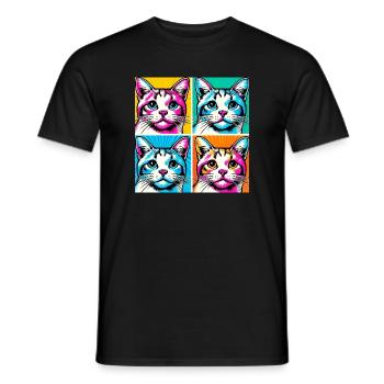 Chat Pop Art - T-shirt homme - noir - Devant - AI Model Male 178 light (178cm)