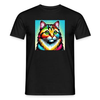 Chat Pop Art - T-shirt homme - noir - Devant - AI Model Male 178 light (178cm)