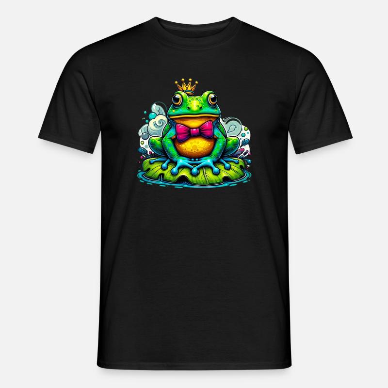 Frosch mit der Königskrone - Männer T-Shirt - Schwarz