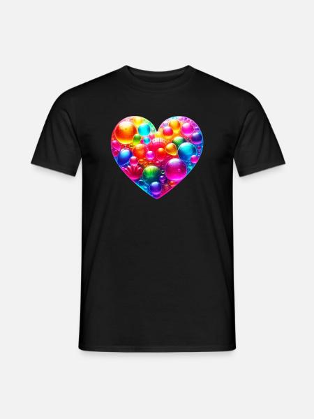 Buntes Herz - Männer T-Shirt - Schwarz