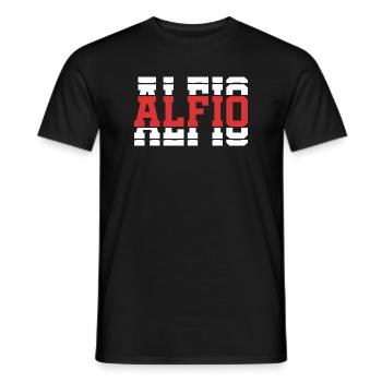 Alfio T-Shirt Geschenkidee gestapelter Text - Männer T-Shirt - Schwarz - Vorne - AI Model Male 178 light (178cm)