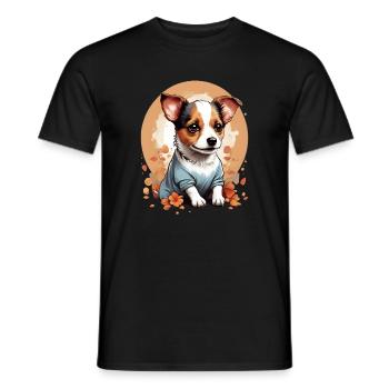 Niedlicher kleiner Jack Russell Welpe - Männer T-Shirt - Schwarz - Vorne - AI Model Male 178 light (178cm)
