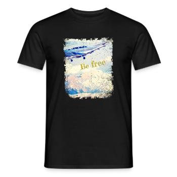 Be free - Old Airplane - Vintage Look - Men's T-Shirt - black - Front - AI Model Male 178 light (178cm)