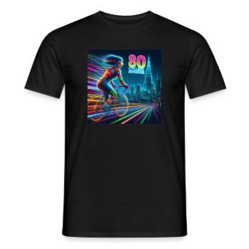 80s Cycling Adventure Neon Girl Bike Retro Style - Men's T-Shirt - black - Front - AI Model Male 178 light (178cm)