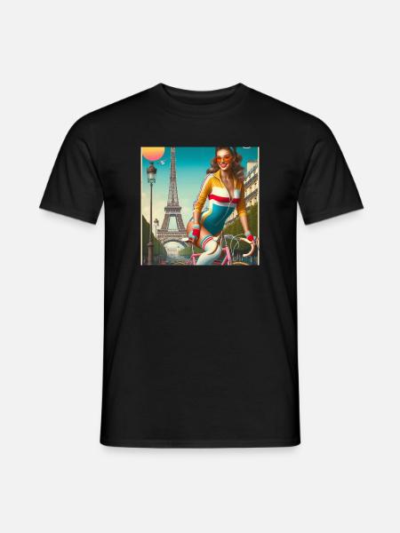 Paris Retro Radfahrer-Pinup - Männer T-Shirt - Schwarz