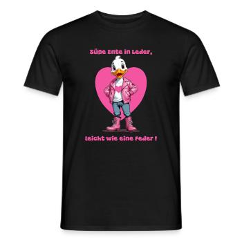 Süße Ente in Leder - Männer T-Shirt - Schwarz - Vorne - AI Model Male 178 light (178cm)