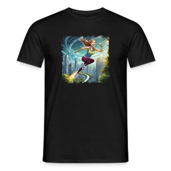 Sporty Woman | running women - Men's T-Shirt - black - Front - AI Model Male 178 light (178cm)