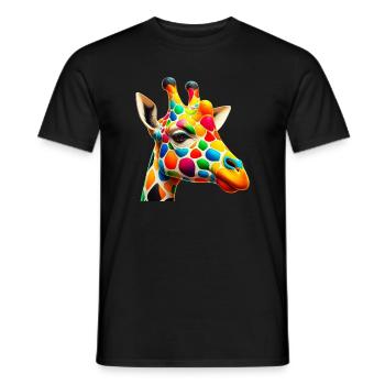 Girafe colorée et peinte comme Arlequin - T-shirt homme - noir - Devant - AI Model Male 178 light (178cm)