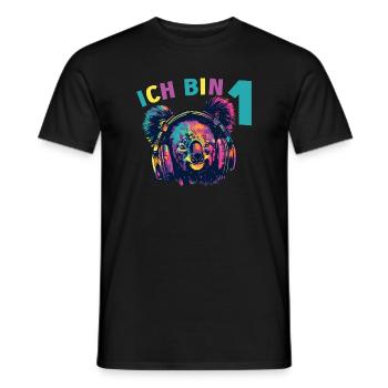 1.Geburtstag Koala Koalabär mit Kopfhörer Musik - Männer T-Shirt - Schwarz - Vorne - AI Model Male 178 light (178cm)