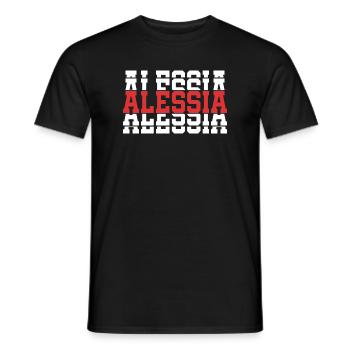 T-Shirt Alessia T-Shirt Geschenkidee gestapelter Text - Männer T-Shirt - Schwarz - Vorne - AI Model Male 178 light (178cm)