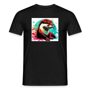 Loutre - T-shirt homme - noir - Devant - AI Model Male 178 light (178cm)