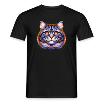 Cat - Men's T-Shirt - black - Front - AI Model Male 178 light (178cm)