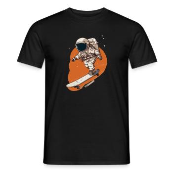 Astronaut Skateboarder in Orbit - Men's T-Shirt - black - Front - AI Model Male 178 light (178cm)