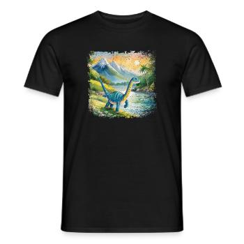 Niedlicher junger Thesaurus Kinderbuchstil Aquarel - Männer T-Shirt - Schwarz - Vorne - AI Model Male 178 light (178cm)