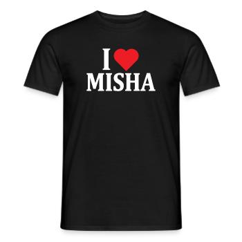 I Love Misha T-Shirt T-Shirt Geschenkidee - Männer T-Shirt - Schwarz - Vorne - AI Model Male 178 light (178cm)