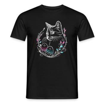 Chat Oeufs de Pâques Chat de Pâques - T-shirt homme - noir - Devant - AI Model Male 178 light (178cm)