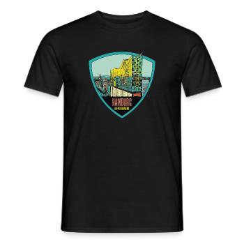 Illustration: , Hamburg - Männer T-Shirt - Schwarz - Vorne - AI Model Male 178 light (178cm)